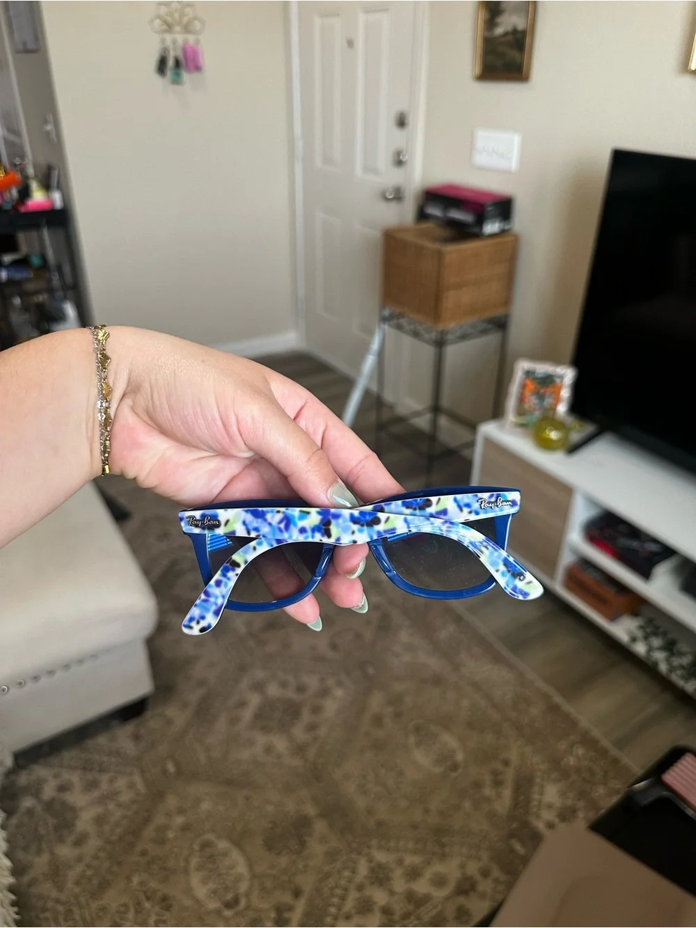 Ray-Ban Blue Floral Pattern Sunglasses - Picture 2 of 5